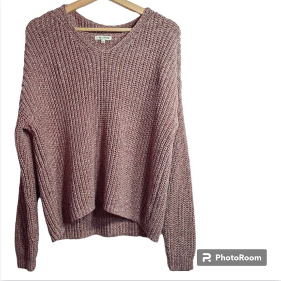 Rag Poets Pullover Knit Sweater Marled Long Sleeve Cowl Neck Cut Out Size Large - Picture 3 of 9